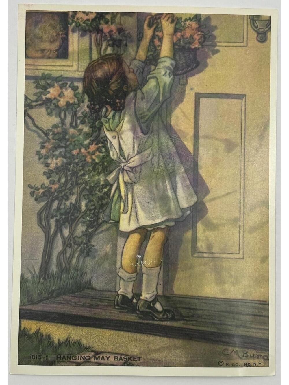 Clara Miller Burd Hanging May Basket Postcard 1980 Hickory Inc Note Card New N-1